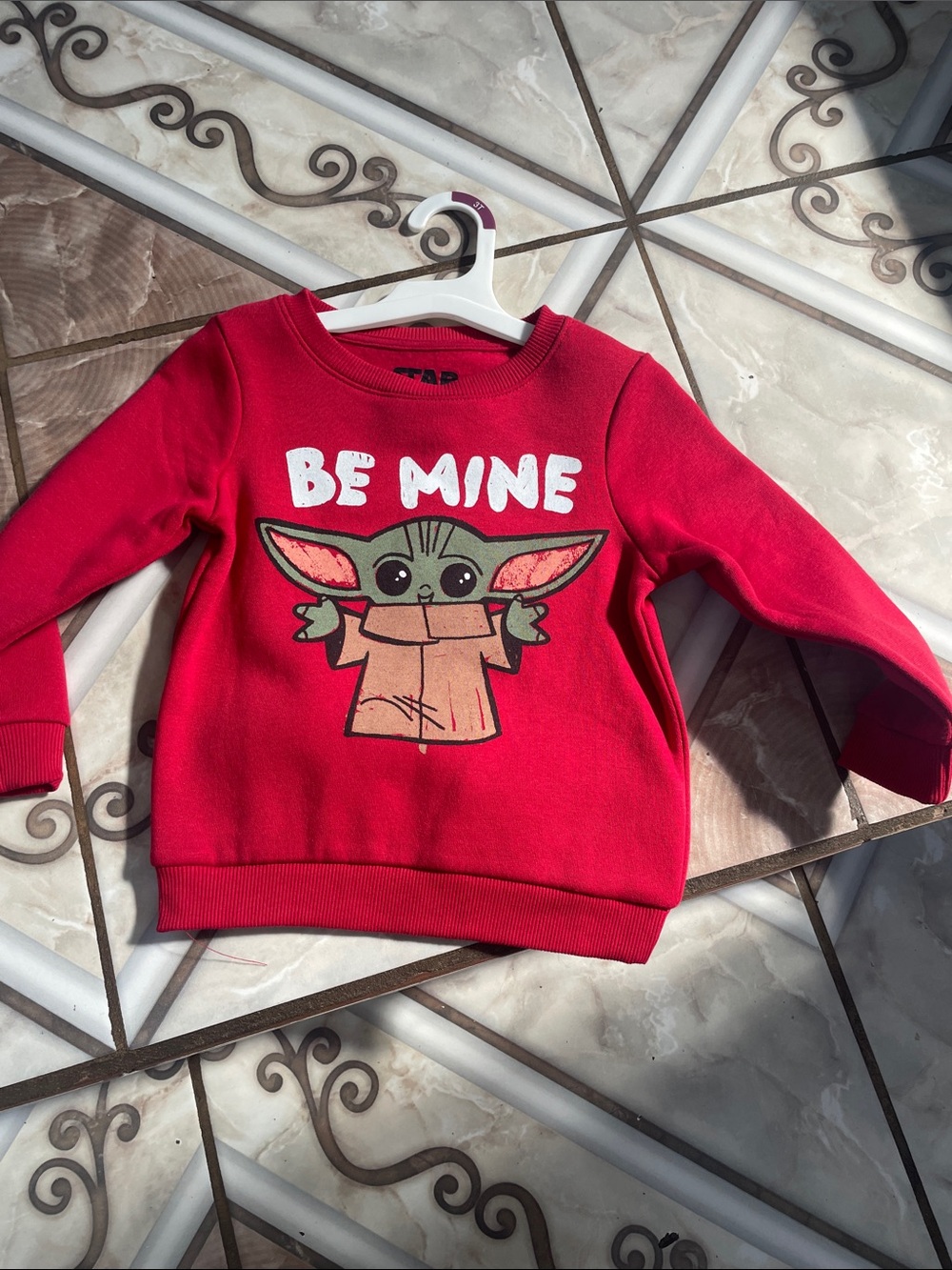 Star Wars Red Baby Yoda "Be Mine" Kids Sweatshirt